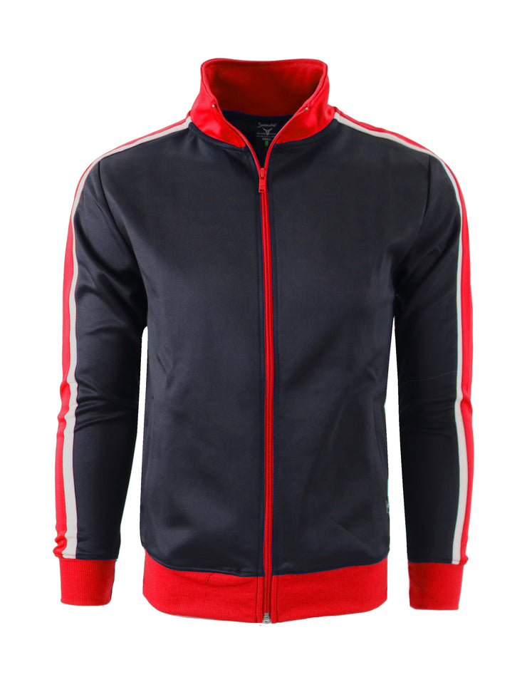 S51706-Color Block Track Jacket - (BLACK/RED) – Screenshotbrand