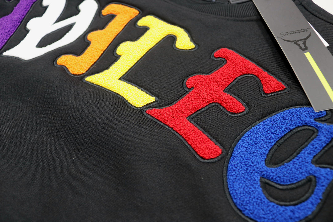 CHENILLE EMBROIDERY CREW NECK FLEECE SWEAT SHIRTS-F11055 CHENILLE EMBROIDERY CREW NECK FLEECE SWEAT SHIRTS-F11055