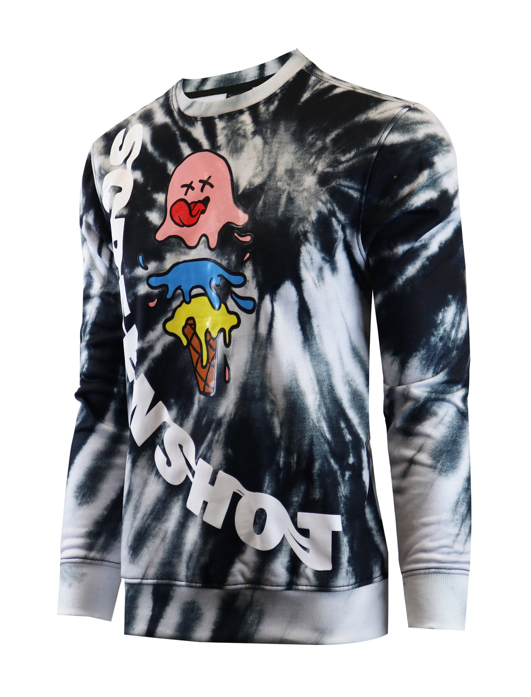 TIE DYE CREW NECK FLEECE SWEAT SHIRTS-F11082 (BLACK