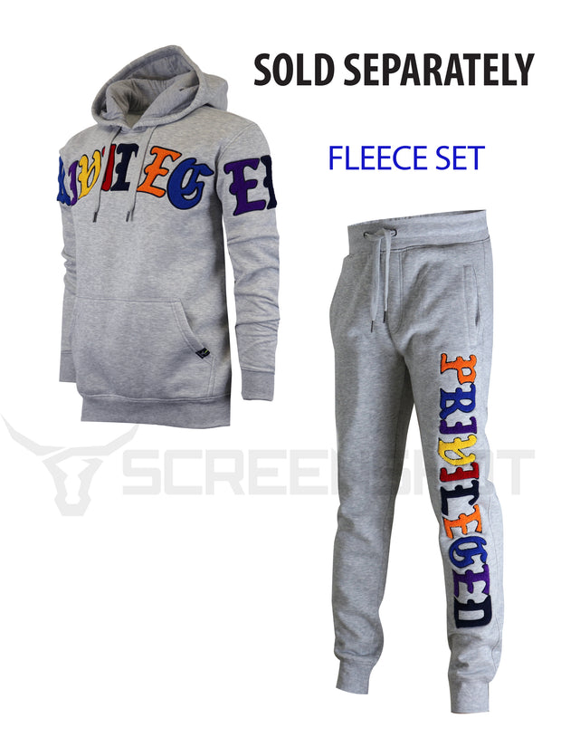 CHENILLE EMBROIDERY FLEECE HOODIE-H11055 (H.GREY)