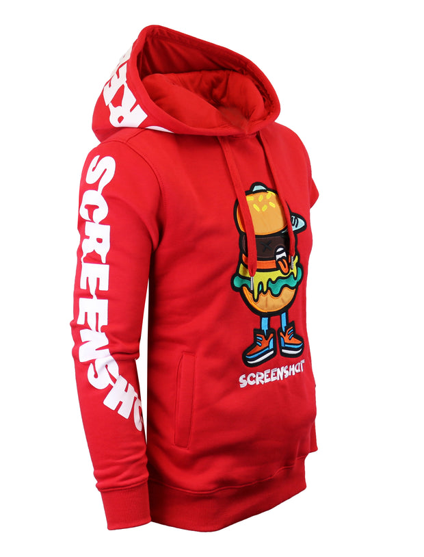 SCREENSHOT BURGER FLEECE HOODIE-H11064 (RED)