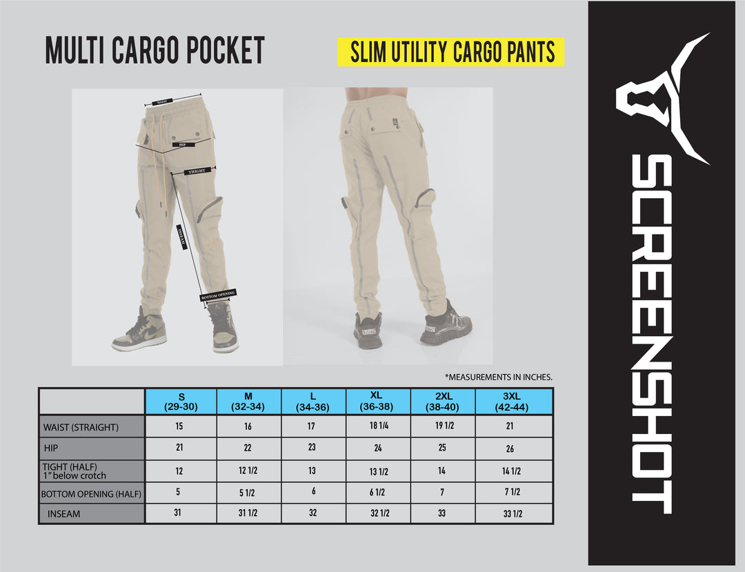 3D MULTI POCKET NYLON CARGO PANTS W. REFLECTIVE TAPE-P11205 (BLACK 