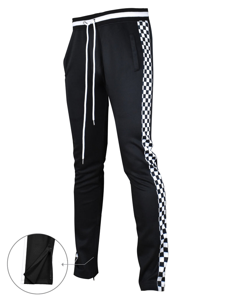 Black joggers with checkered sides online