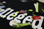 FLOWER EMBROIDERY PREMIUM T-SHIRTS-S11005 (BLACK)