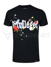 FLOWER EMBROIDERY PREMIUM T-SHIRTS-S11005 (BLACK)