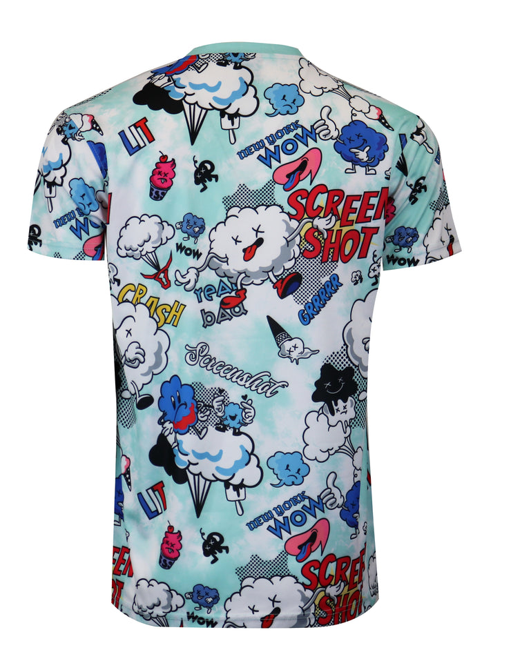 ANIMATION PRINT T-SHIRTS-S11095 (TEAL)