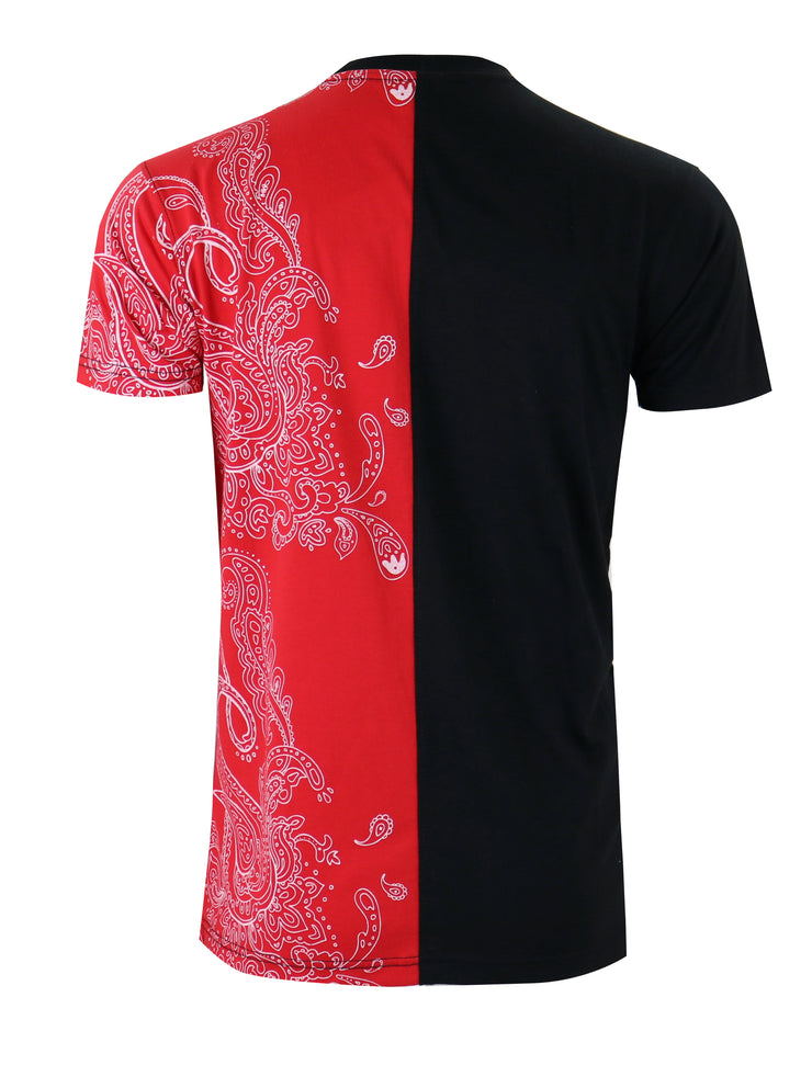 S1166 1/2 COLOR BLCOK TEE (RED)