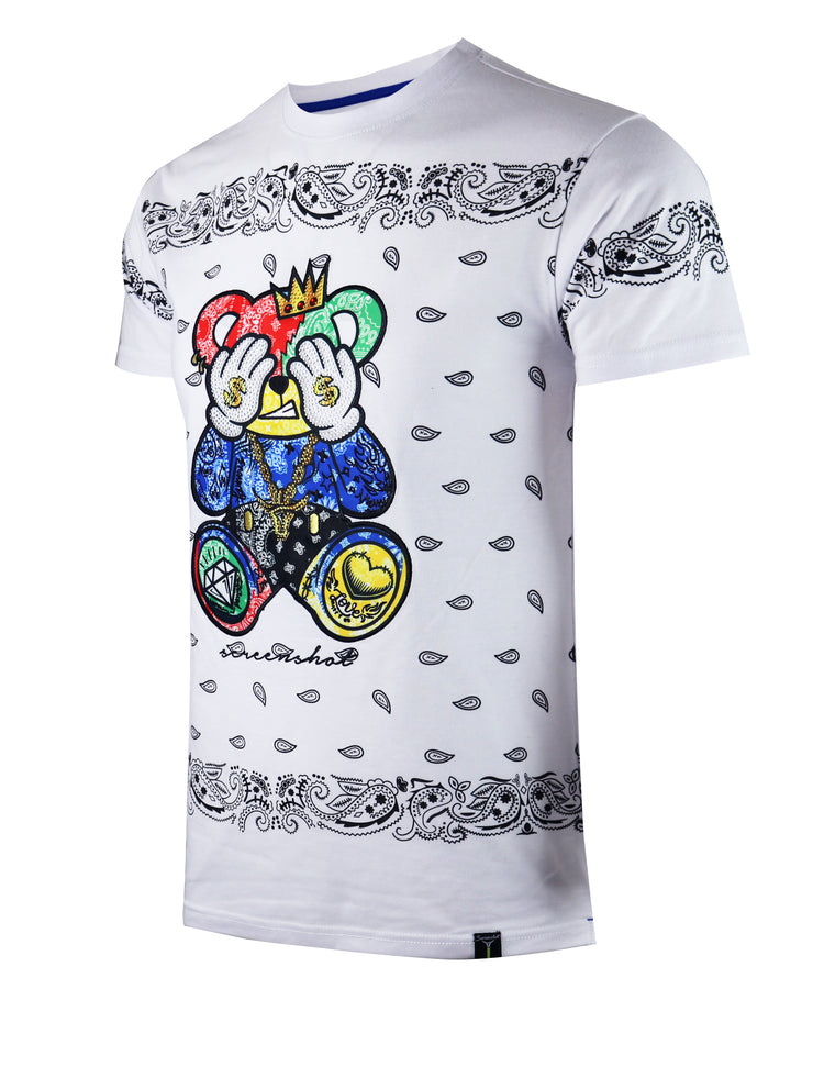 PAISELY BEAR TEE-S1169 (WHITE)