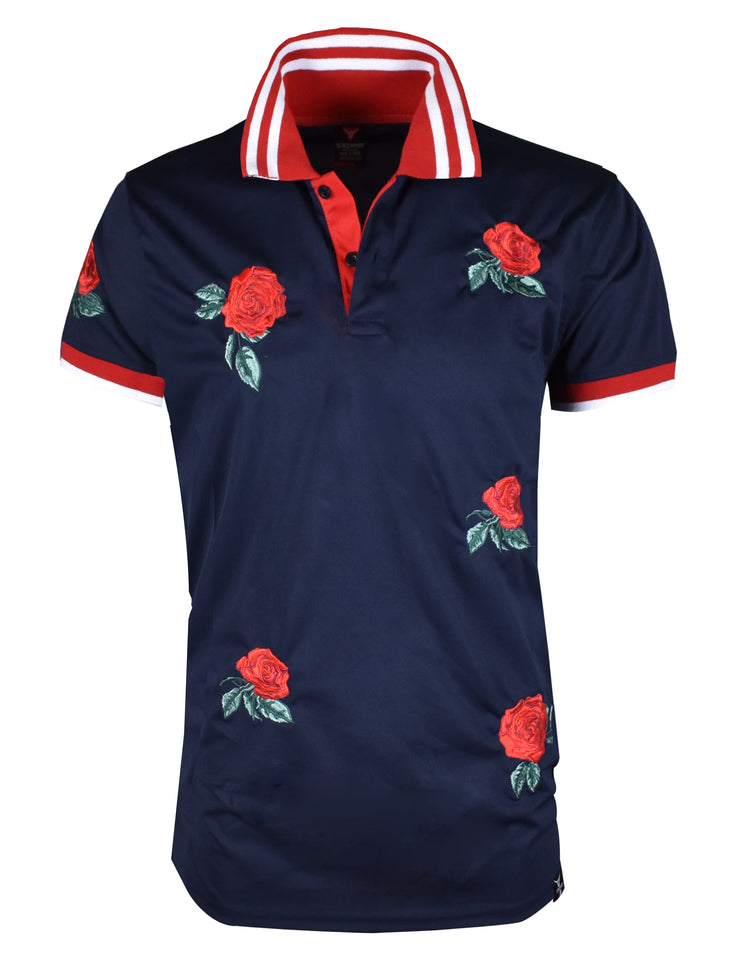 S11815-ROSE EMBROIDERY Polo SHIRTS