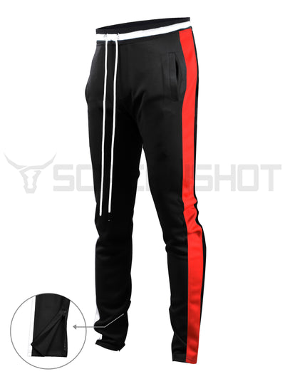 S41700-Slim Track Pants (BLACK/RD)