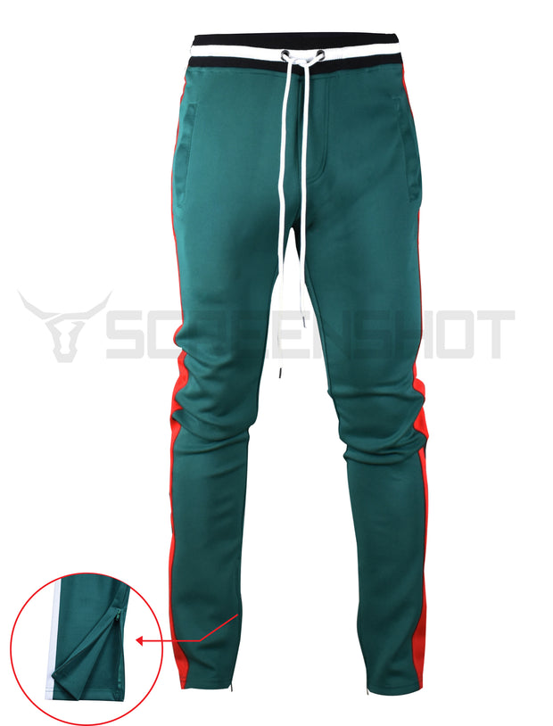 S41700-Slim Track Pants (DK.GREEN/RED)