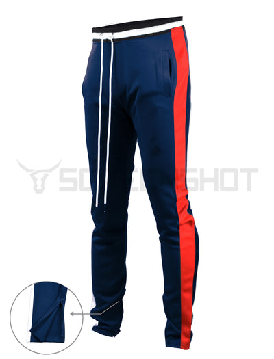 S41700-Slim Track Pants (NAVY/RED)