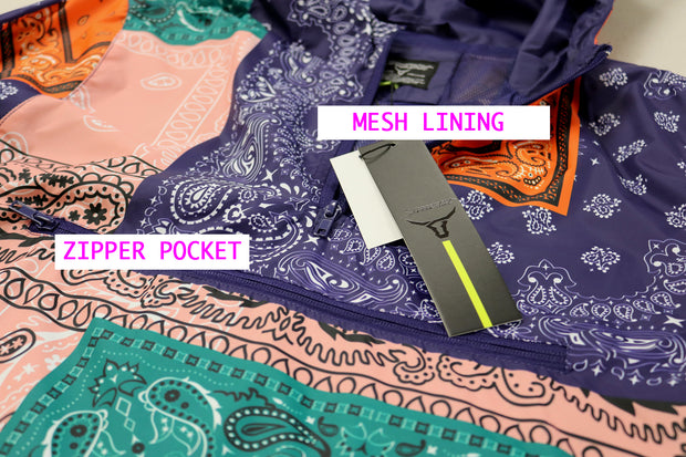 S51011-BANDANA PATCHWORK WINDBREAKER JACKET (PURPLE)