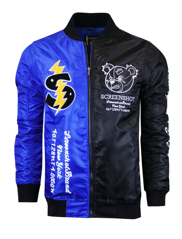 S51110-PATCHED BOMBER JACKET (ROYAL)