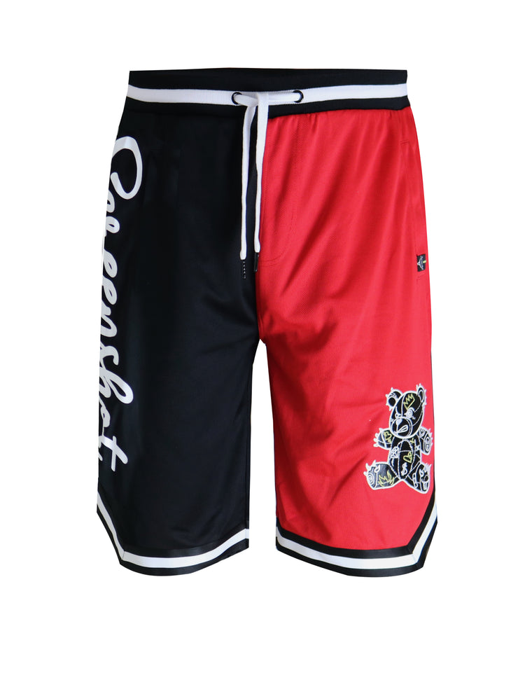 COLOR BLOCK MESH SHORTS - SS1113 (BLACK /RED)